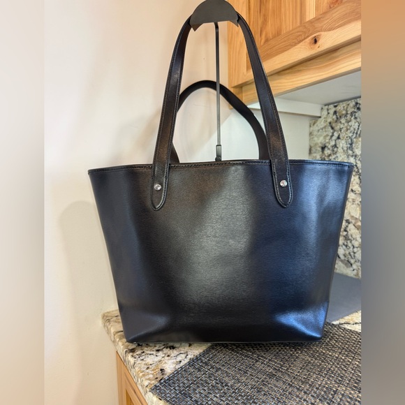 EUC Lauren Ralph Lauren Newbury Classic Black Leather Gorgeous Tote - Picture 7 of 16